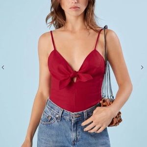 Reformation - Strawberry linen tie front camisole, size S